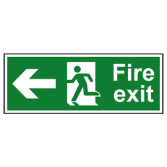 Fire Exit, Man Arrow Left Sign - RPVC, 400 X 150mm
